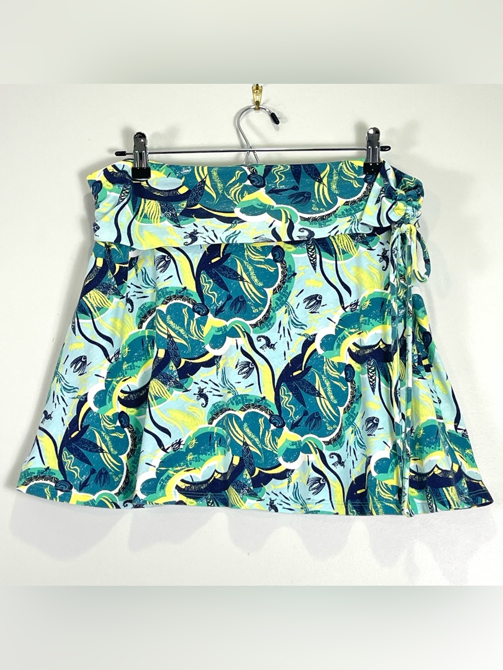 PATAGONIA Womens Lithia Floral Blue Green Yellow Organic Cotton Skirt Size Large